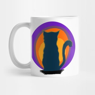 Cat Looking At Sunset Mug